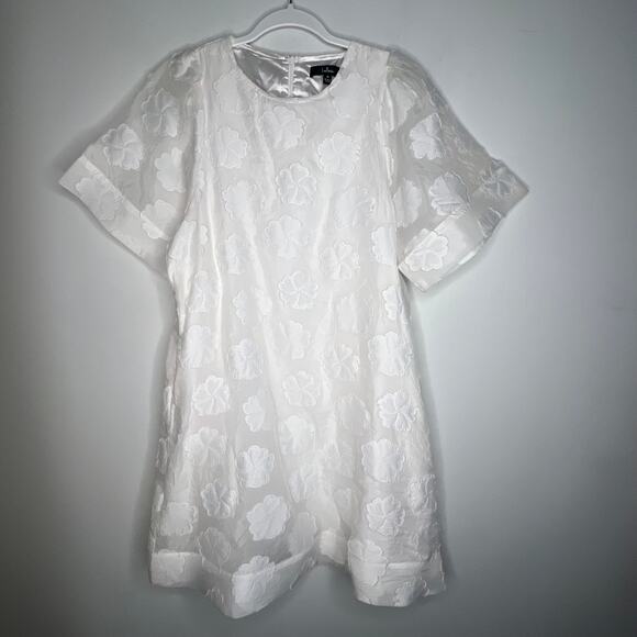 Lulu's White Jacquard Floral Mini Dress Size M - Picture 3 of 11